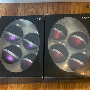 Set of Black and Purple/Red Christmas Ornaments